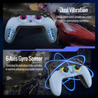 LED Wireless Gaming Controller for PS5 Pro Slim and PC, Hall Effect Joysticks and Triggers, RGB Lighting with 4 Modes, Macro Support, 6-Axis Motion Control, Dual Vibration, 3.5mm Audio Jack, Black and Blue