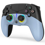 LED Wireless Gaming Controller for PS5 Pro Slim and PC, Hall Effect Joysticks and Triggers, RGB Lighting with 4 Modes, Macro Support, 6-Axis Motion Control, Dual Vibration, 3.5mm Audio Jack, Black and Blue