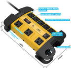 CRST 8-Outlet Wide-Spaced Metal Surge Protector Power Strip with Cord Wrap - 1350J, USB-C & USB-A, Wall Mount, 15ft Cord