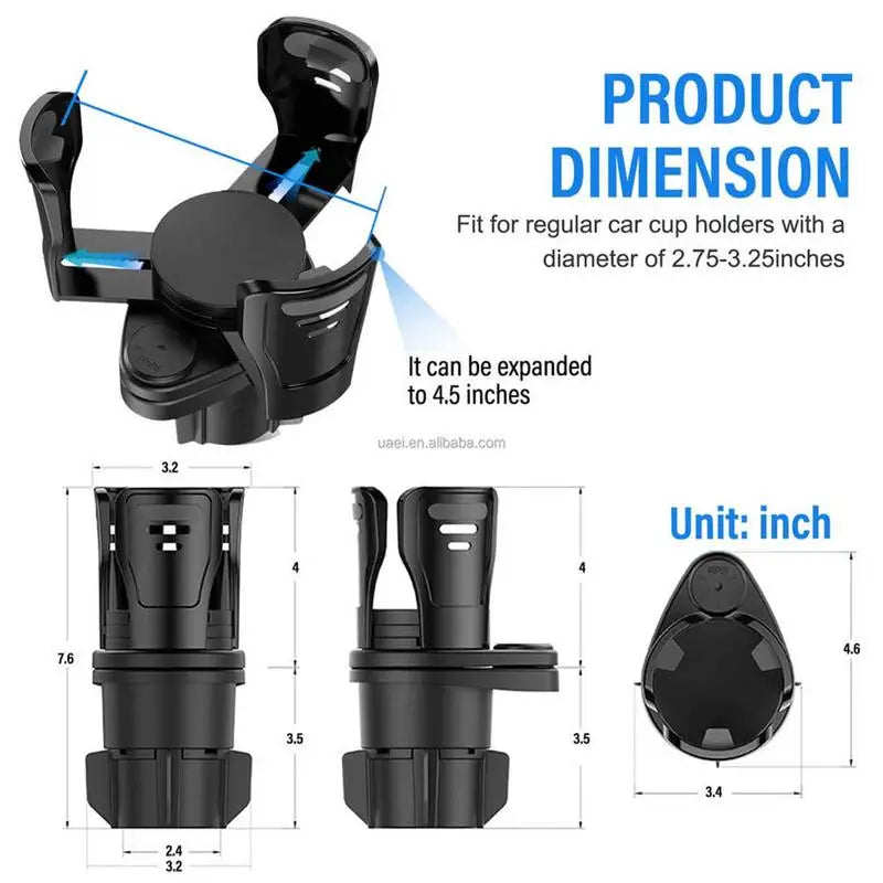 2-in-1 Adjustable Car Cup Holder Extender