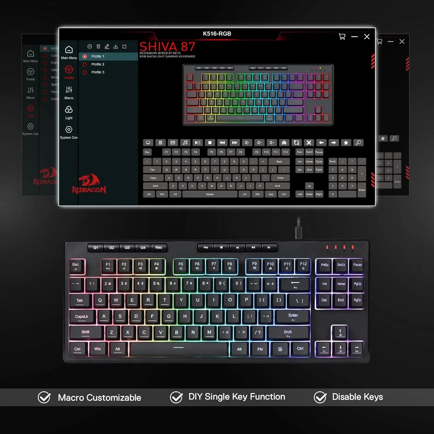 Redragon K516 Shiva TKL RGB Gaming Keyboard